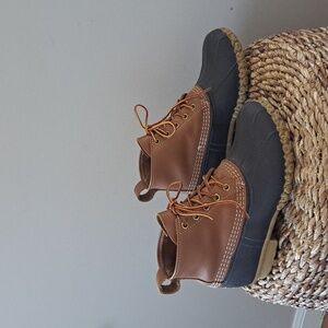 L.L. Bean‎ Unisex Waterproof Duck Boots Brown Leather/Rubber M6Wide/W8Wide